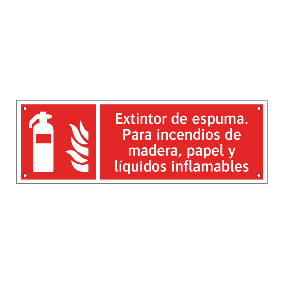 Extintor de espuma. Para incendios de madera, papel y líquidos inflamables