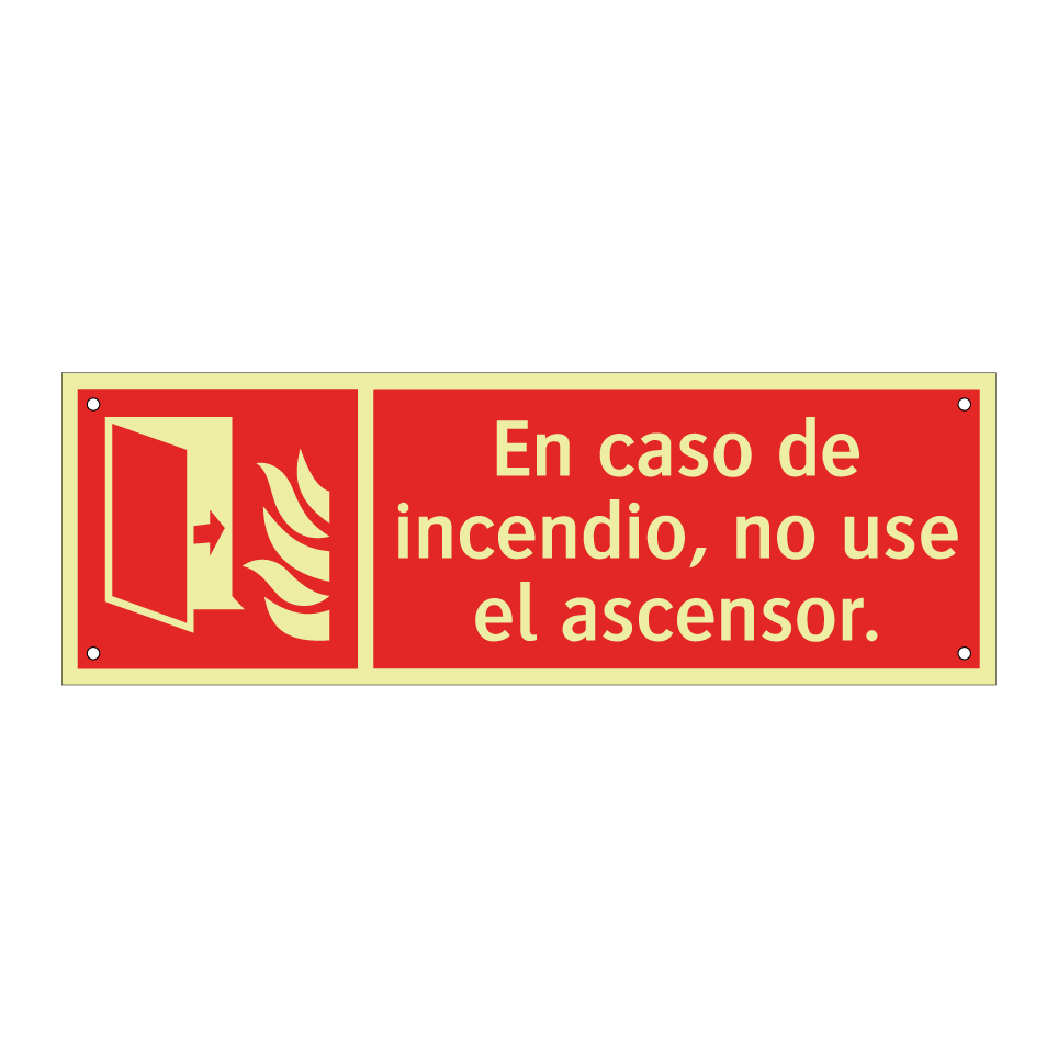 En caso de incendio, no use el ascensor.