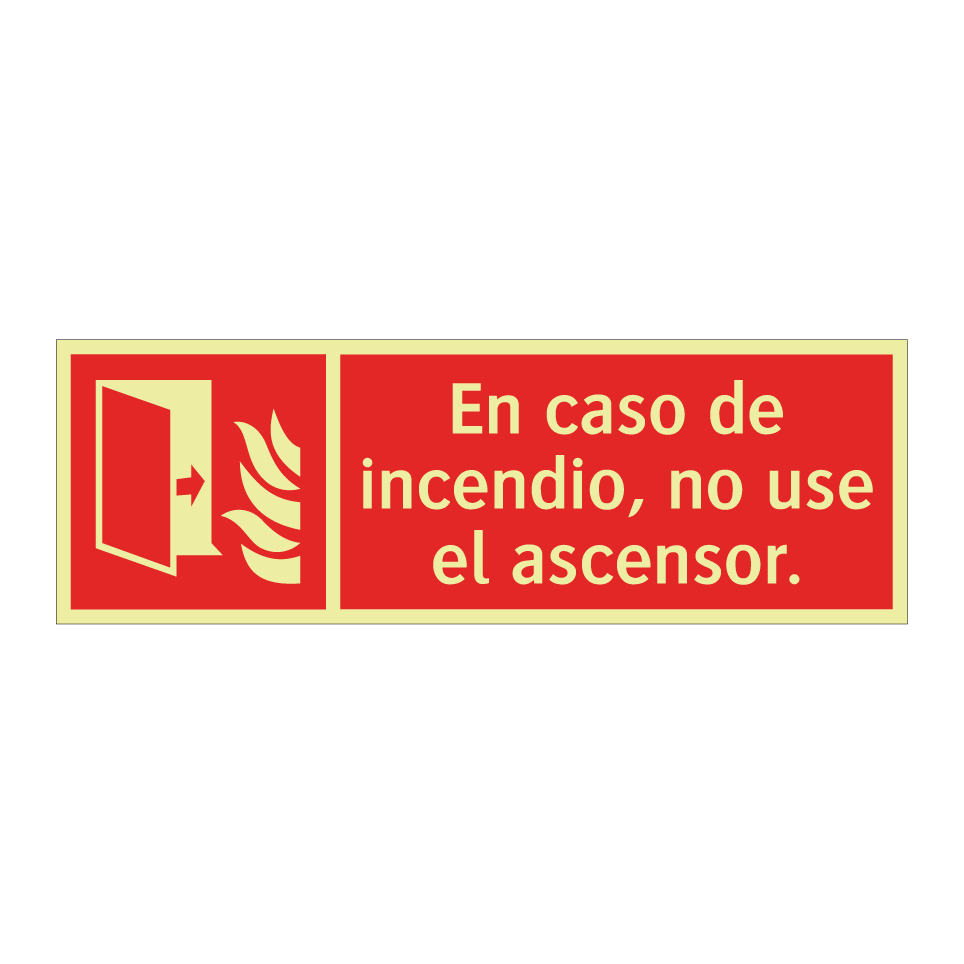 En caso de incendio, no use el ascensor.