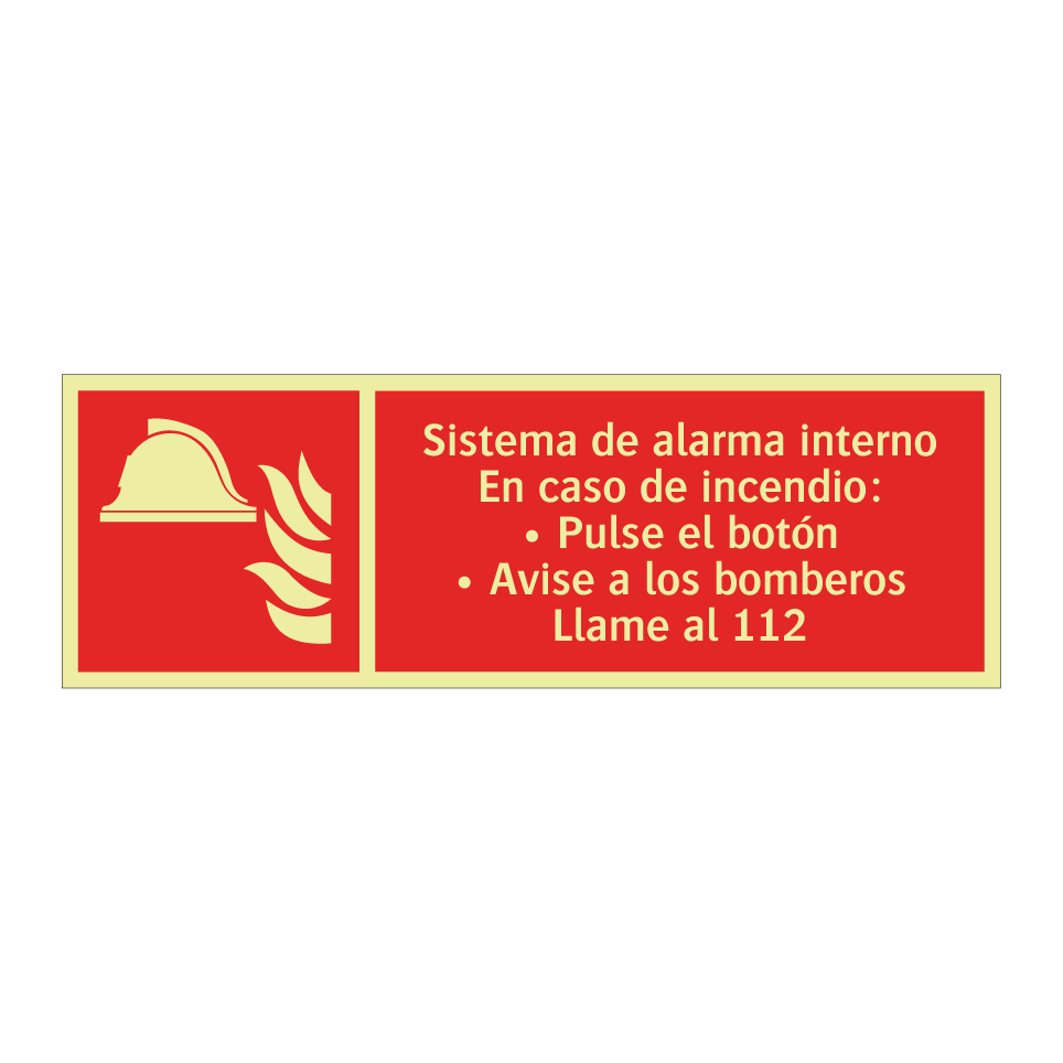 Sistema de alarma interno En caso de incendio: • Pulse el botón • Avise a los bomberos Llame al 112