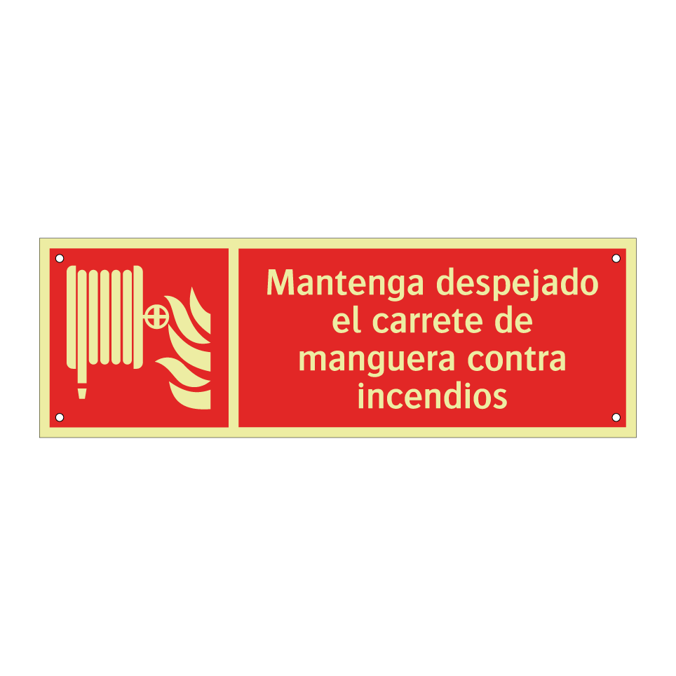 Mantenga despejado el carrete de manguera contra incendios