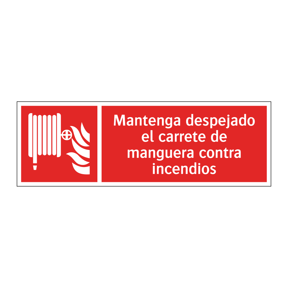 Mantenga despejado el carrete de manguera contra incendios