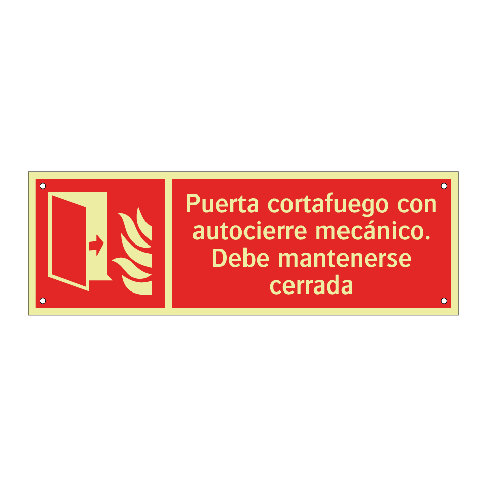 Puerta cortafuego con autocierre mecánico. Debe mantenerse cerrada