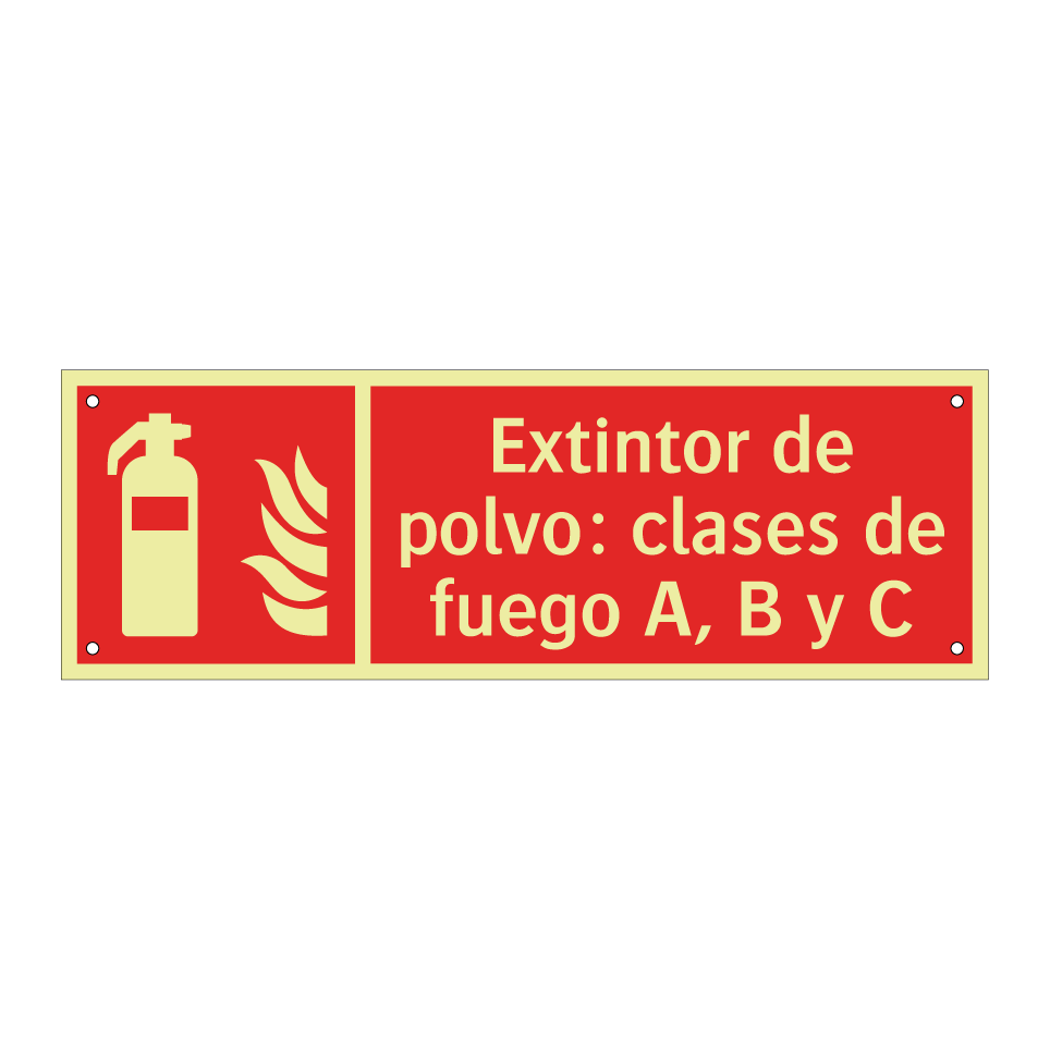 Extintor de polvo: clases de fuego A, B y C