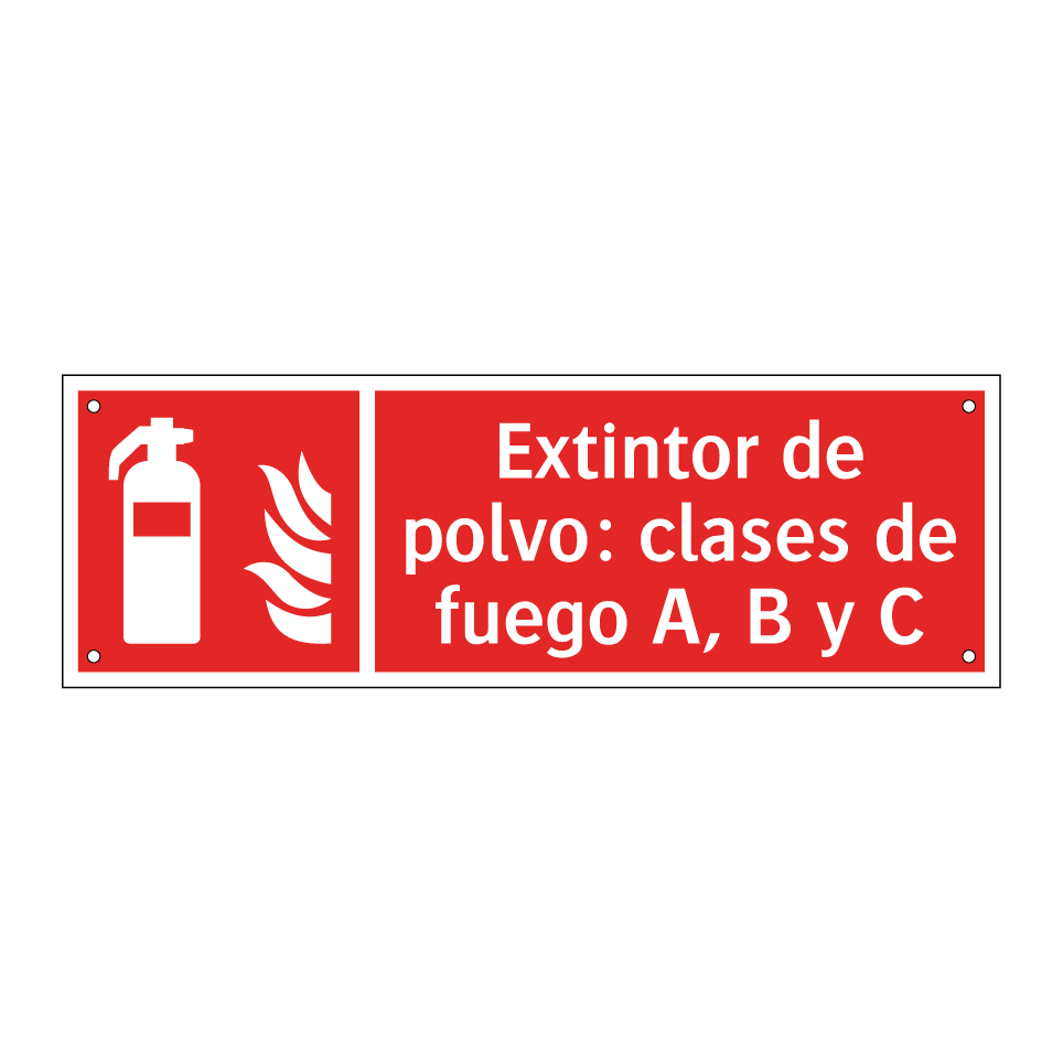 Extintor de polvo: clases de fuego A, B y C
