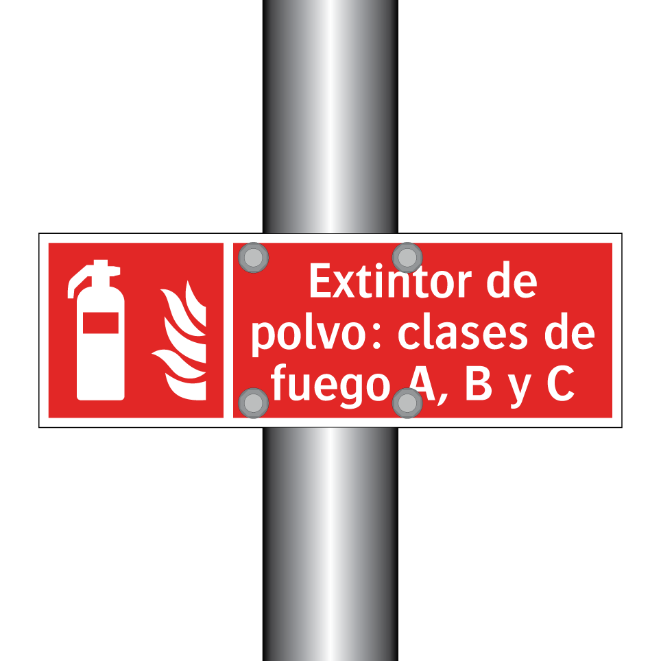 Extintor de polvo: clases de fuego A, B y C