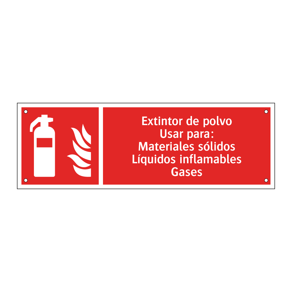 Extintor de polvo Usar para: Materiales sólidos Líquidos inflamables Gases