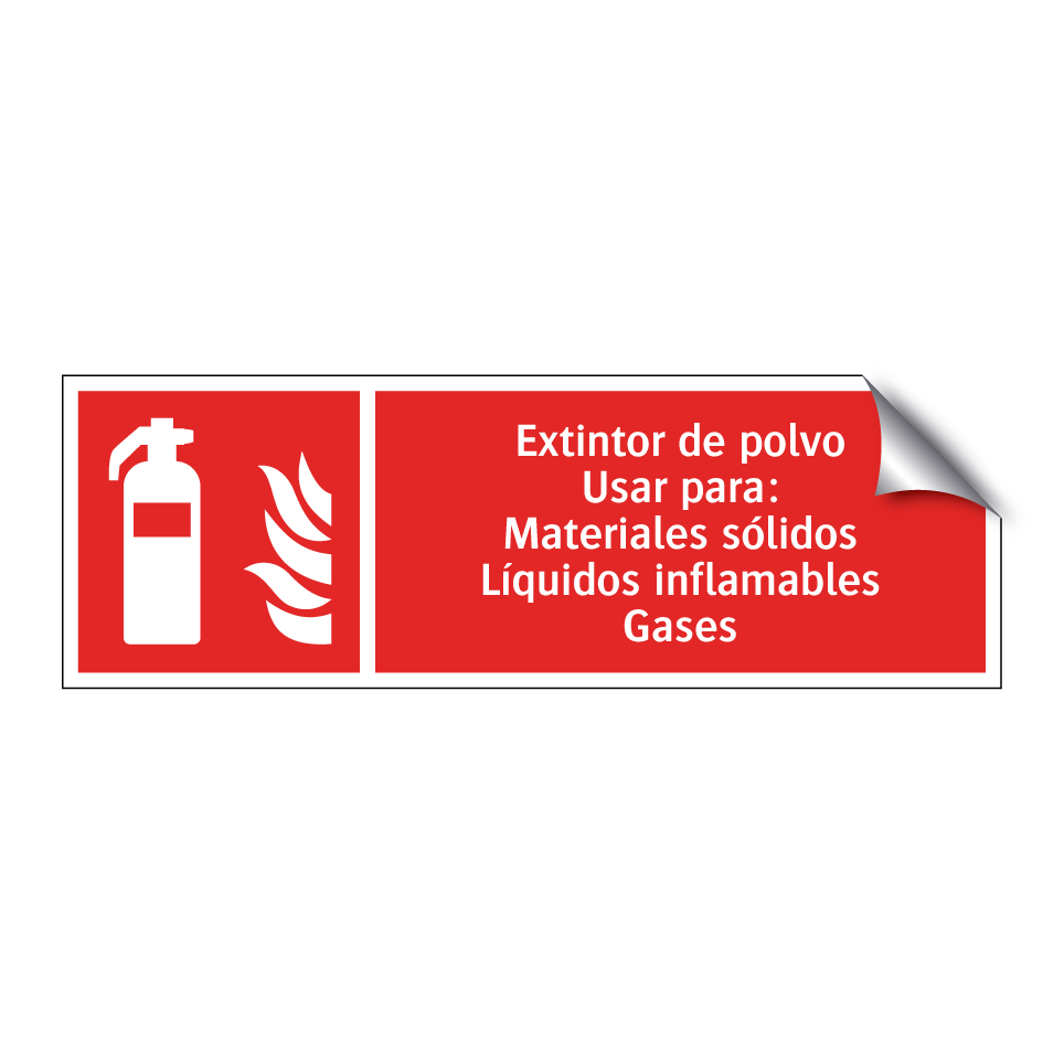 Extintor de polvo Usar para: Materiales sólidos Líquidos inflamables Gases