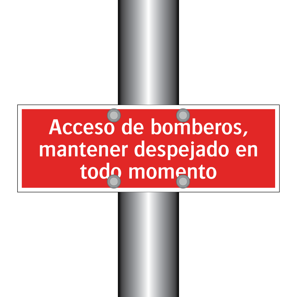 Acceso de bomberos, mantener despejado en todo momento