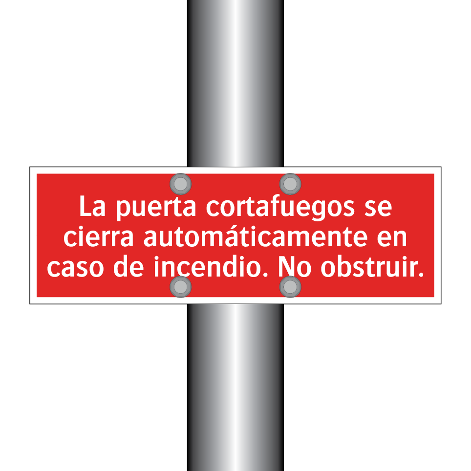 La puerta cortafuegos se cierra automáticamente en caso de incendio. No obstruir.