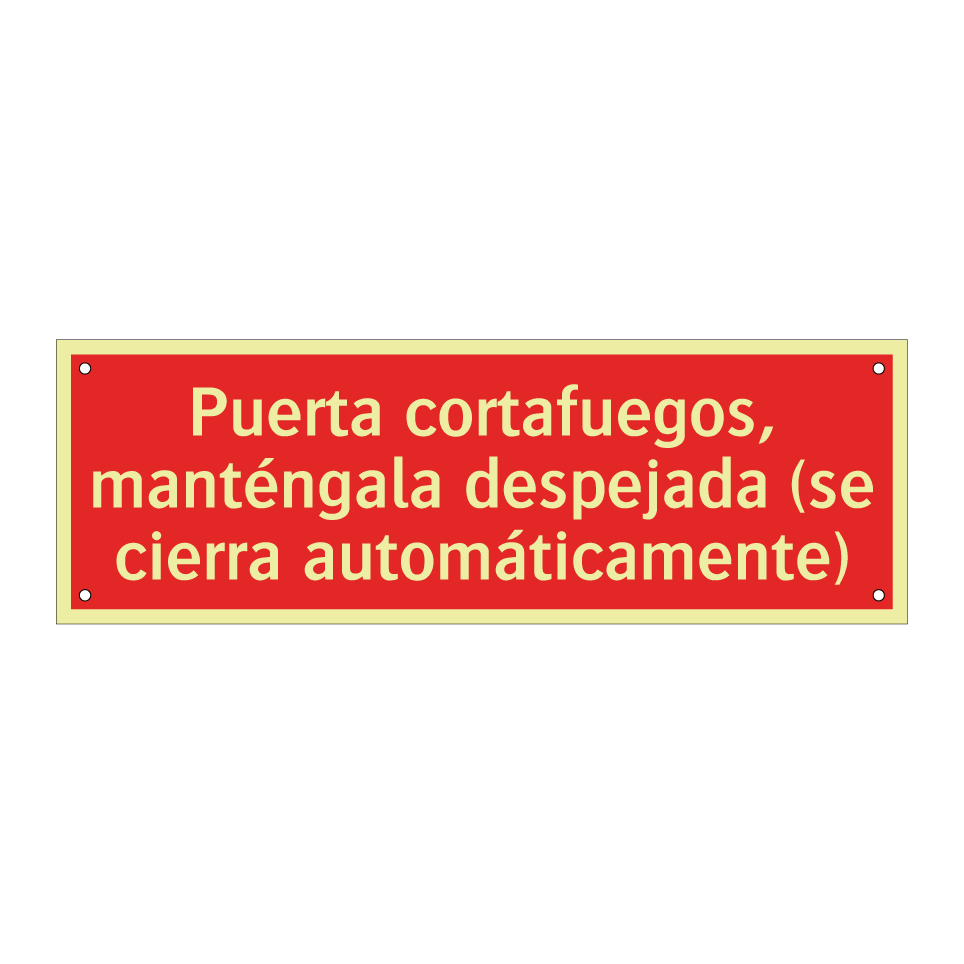 Puerta cortafuegos, manténgala despejada (se cierra automáticamente)