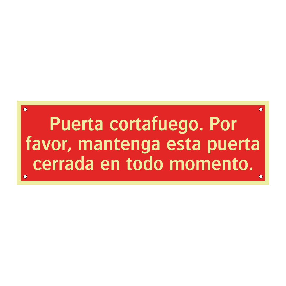 Puerta cortafuego. Por favor, mantenga esta puerta cerrada en todo momento.