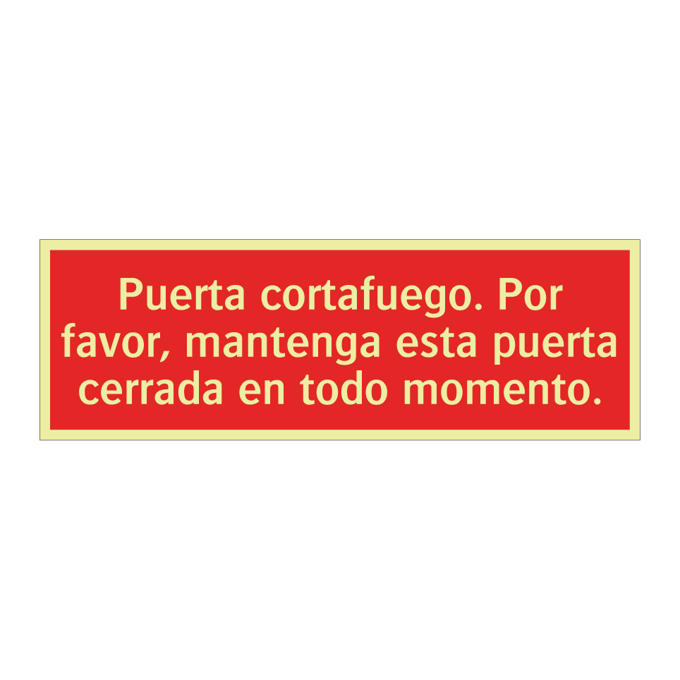 Puerta cortafuego. Por favor, mantenga esta puerta cerrada en todo momento.