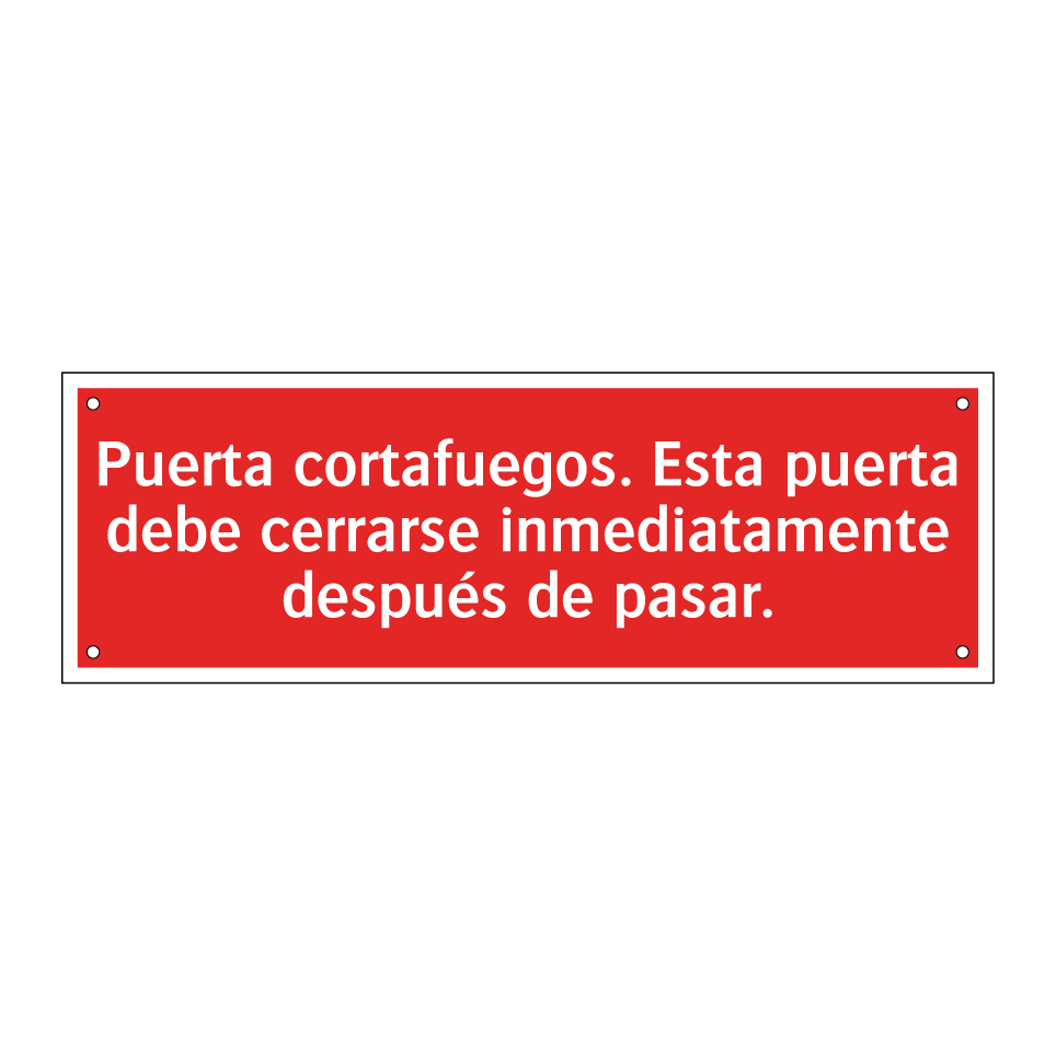 Puerta cortafuegos. Esta puerta debe cerrarse inmediatamente después de pasar.