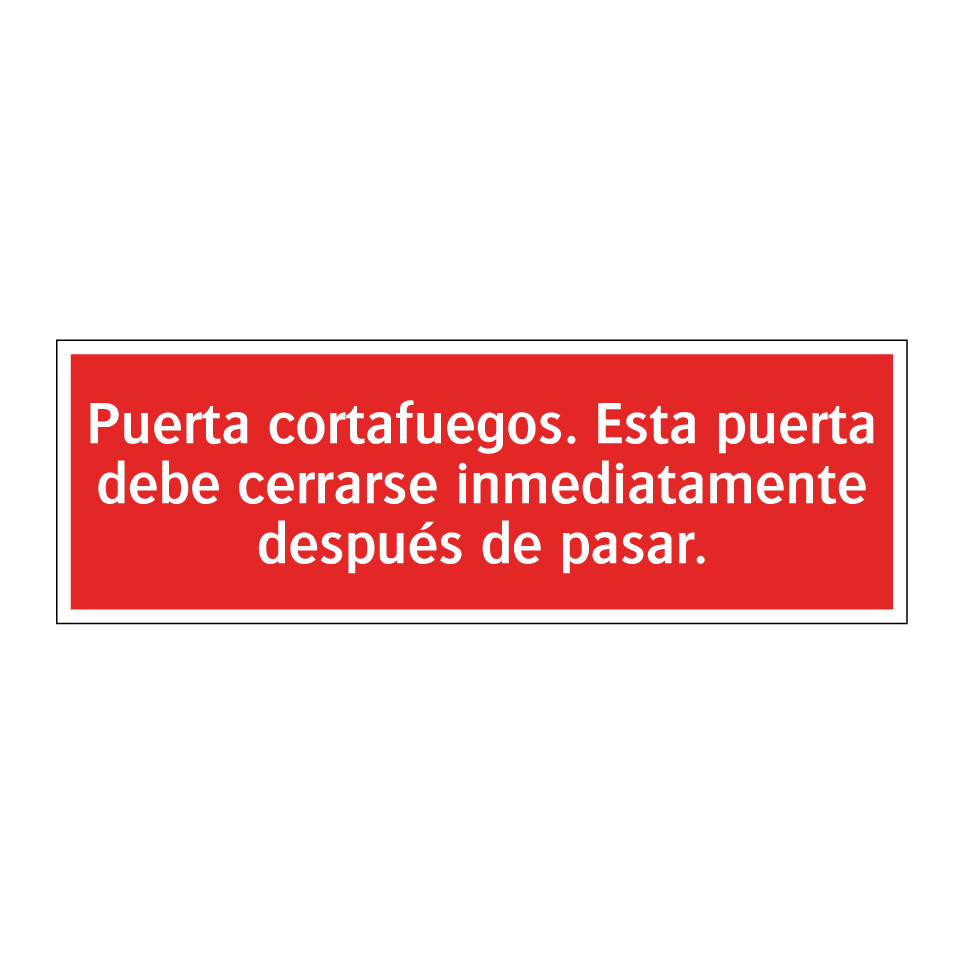 Puerta cortafuegos. Esta puerta debe cerrarse inmediatamente después de pasar.