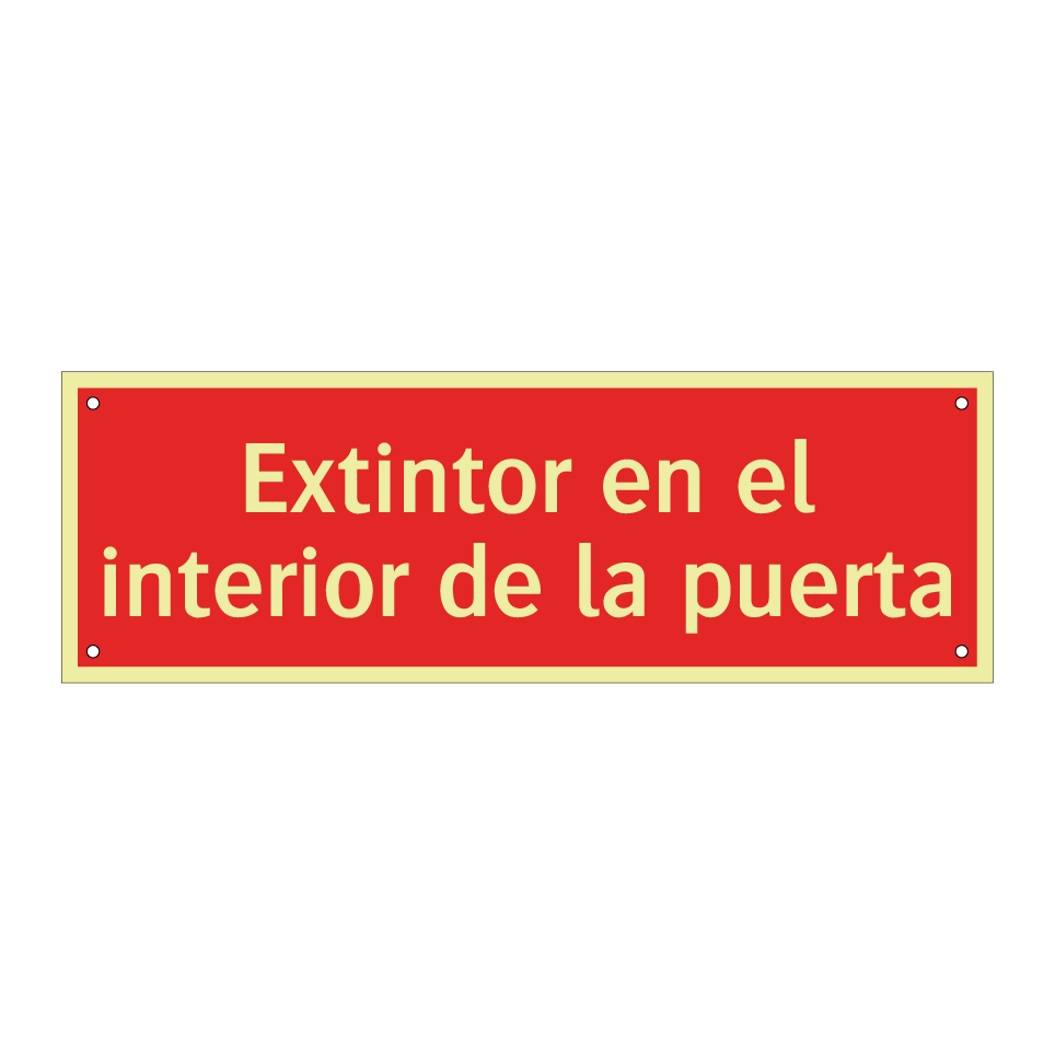 Extintor en el interior de la puerta