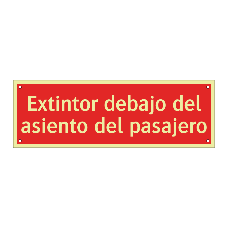 Extintor debajo del asiento del pasajero