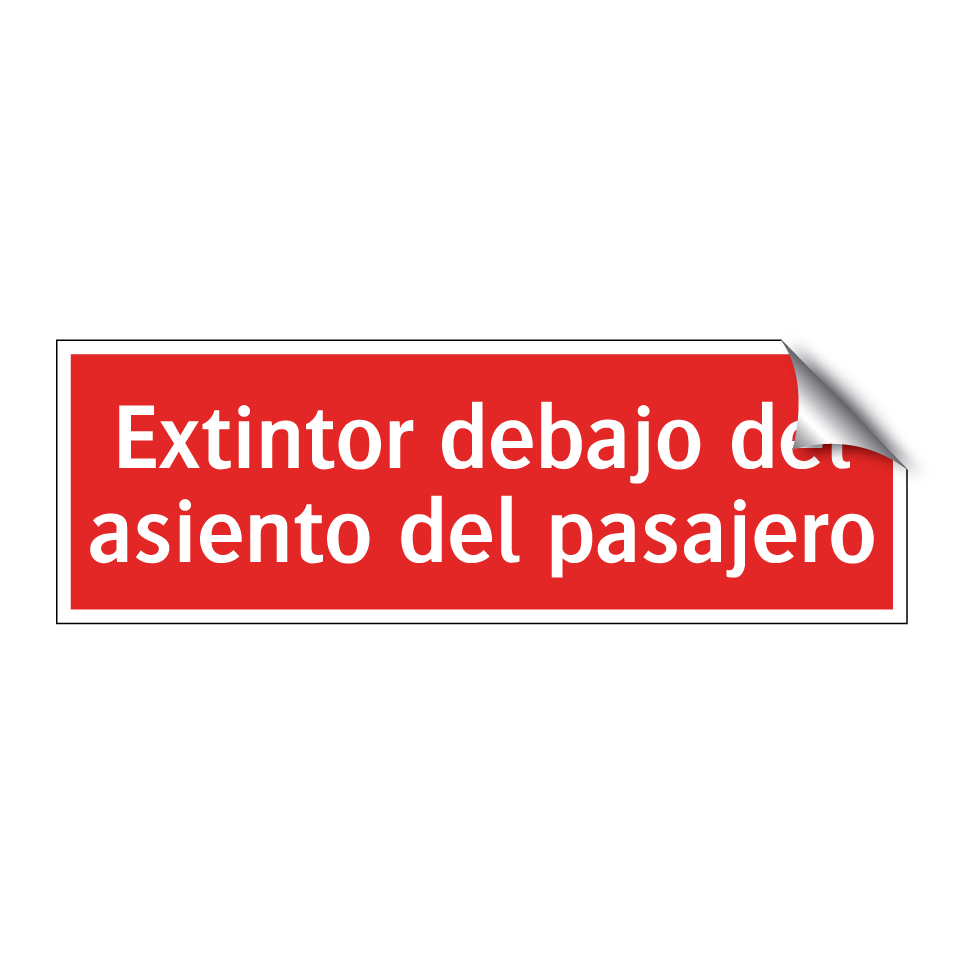 Extintor debajo del asiento del pasajero