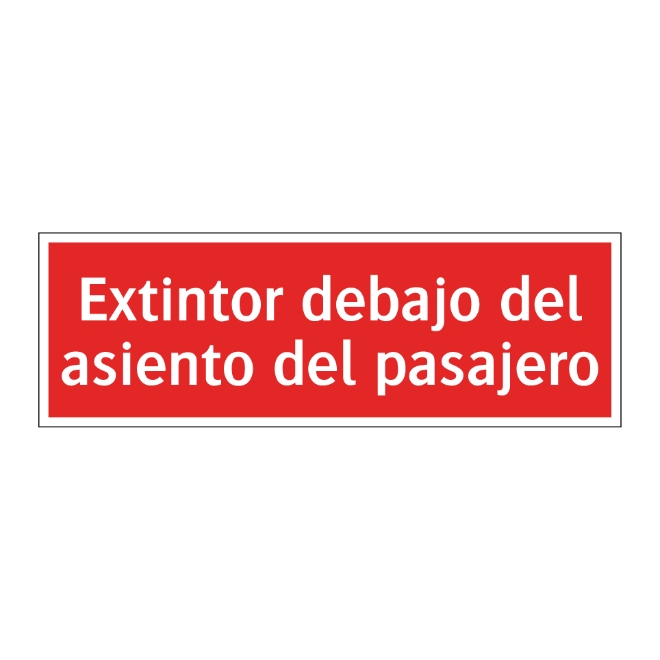 Extintor debajo del asiento del pasajero