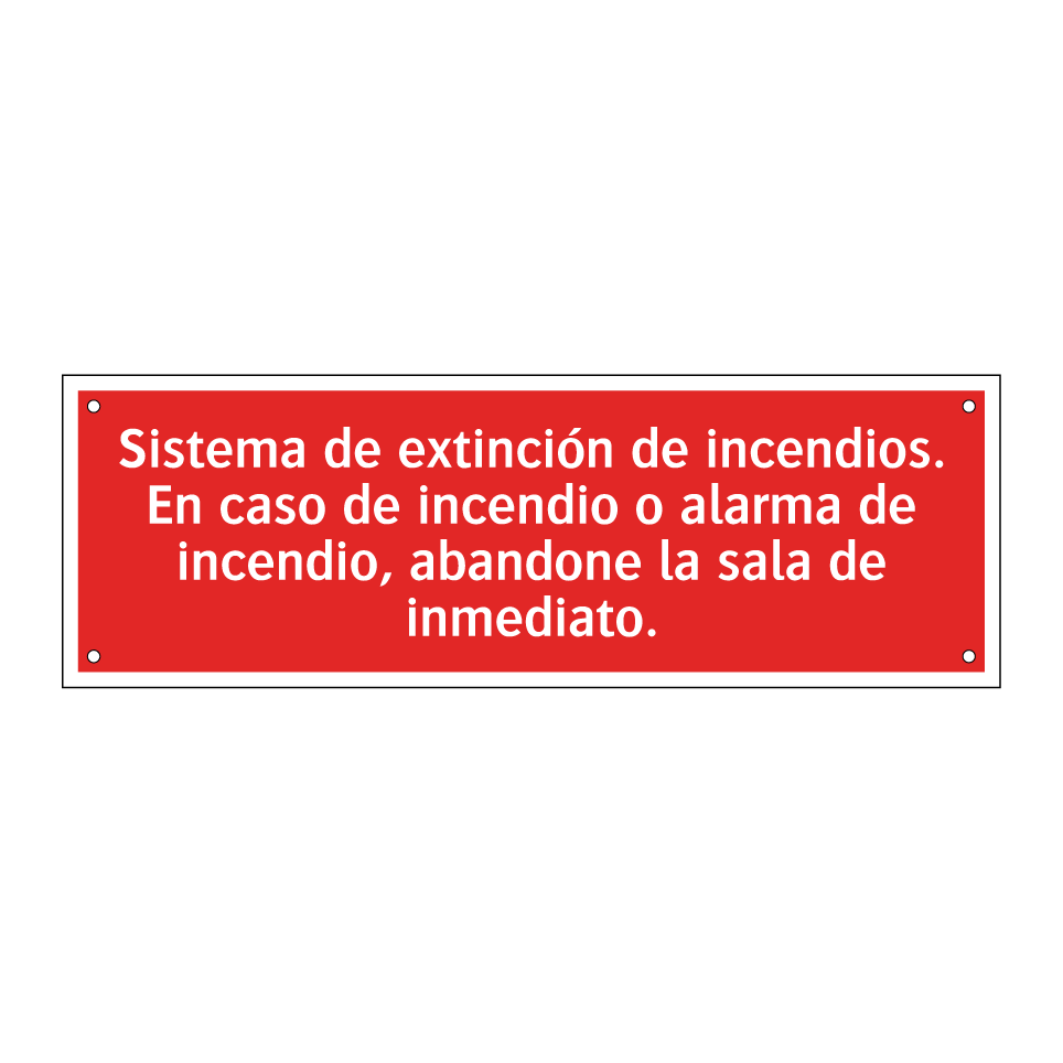 Sistema de extinción de incendios. En caso de incendio o alarma de incendio, abandone la sala de inmediato.