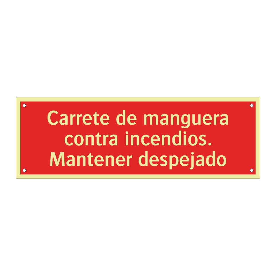Carrete de manguera contra incendios. Mantener despejado