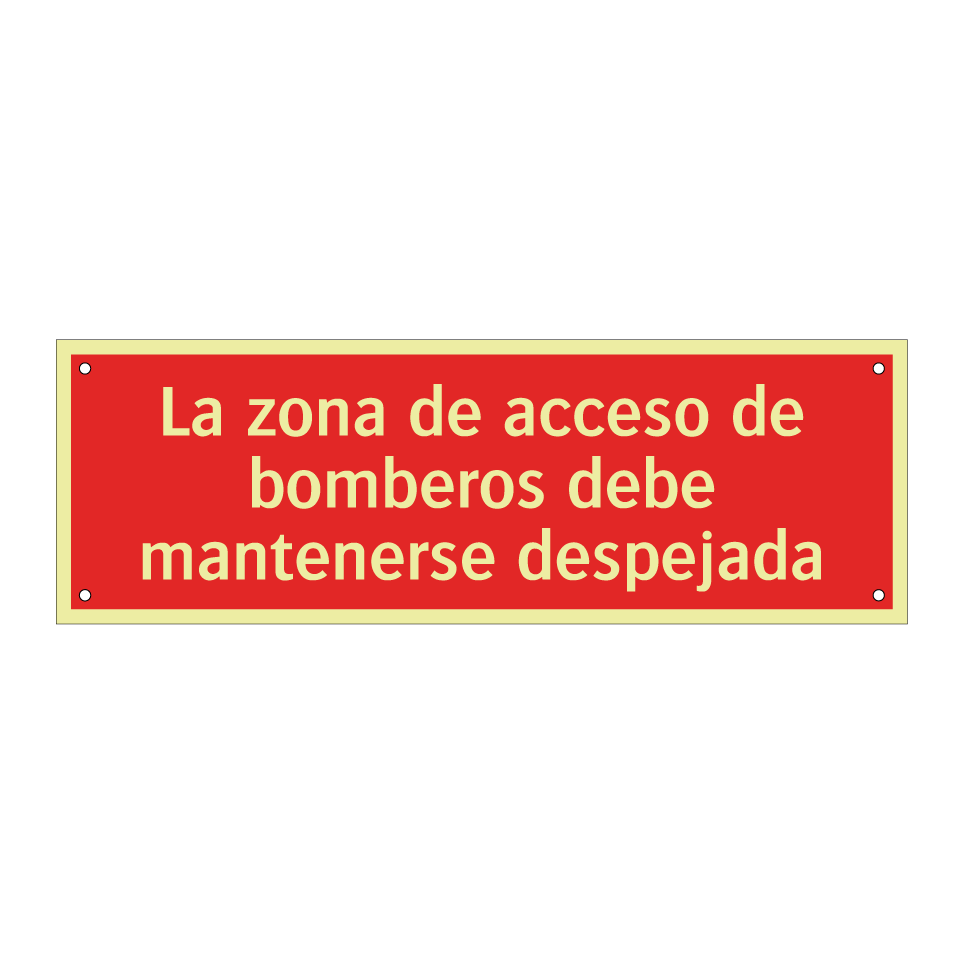 La zona de acceso de bomberos debe mantenerse despejada