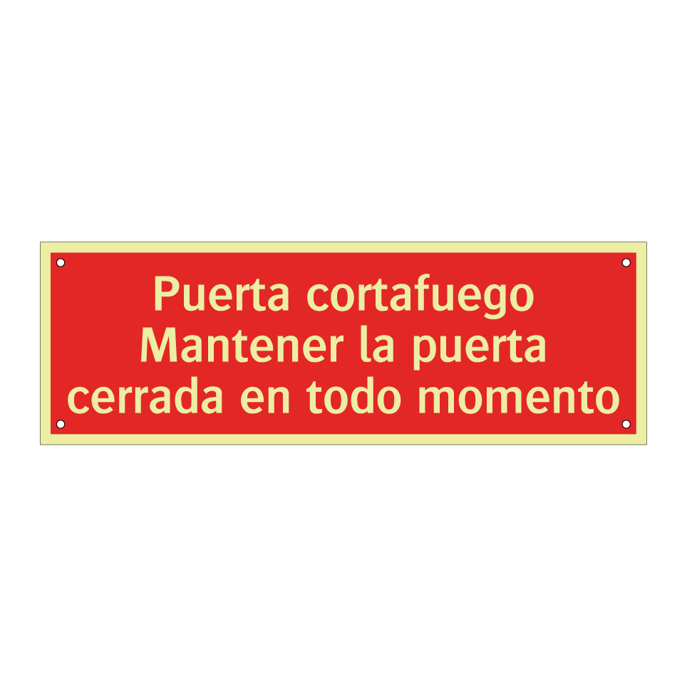 Puerta cortafuego Mantener la puerta cerrada en todo momento