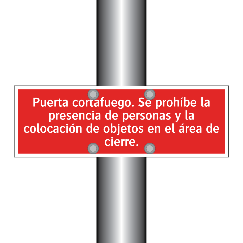 Puerta cortafuego. Se prohíbe la presencia de personas y la colocación de objetos en el área de cierre.