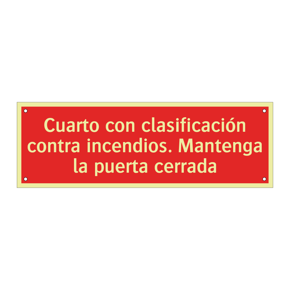 Cuarto con clasificación contra incendios. Mantenga la puerta cerrada