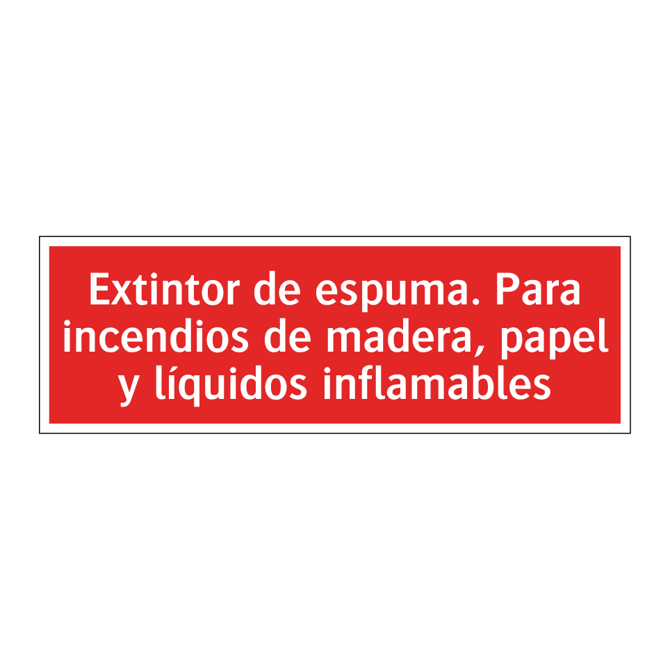 Extintor de espuma. Para incendios de madera, papel y líquidos inflamables