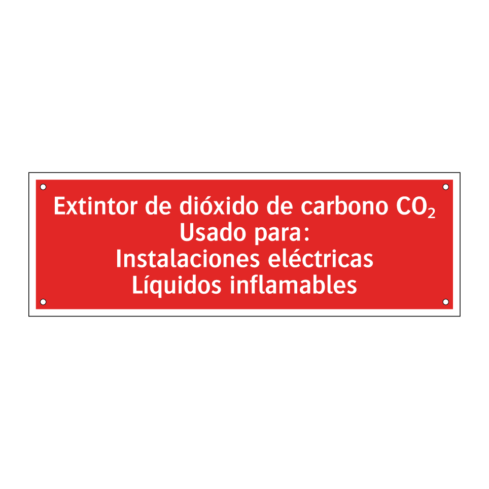 Extintor de dióxido de carbono CO₂ Usado para: Instalaciones eléctricas Líquidos inflamables