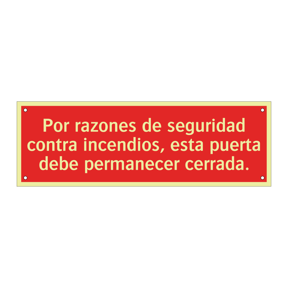 Por razones de seguridad contra incendios, esta puerta debe permanecer cerrada.