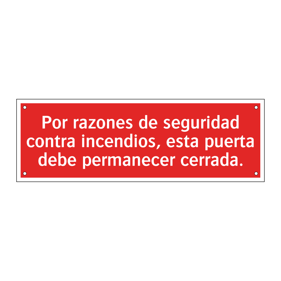Por razones de seguridad contra incendios, esta puerta debe permanecer cerrada.