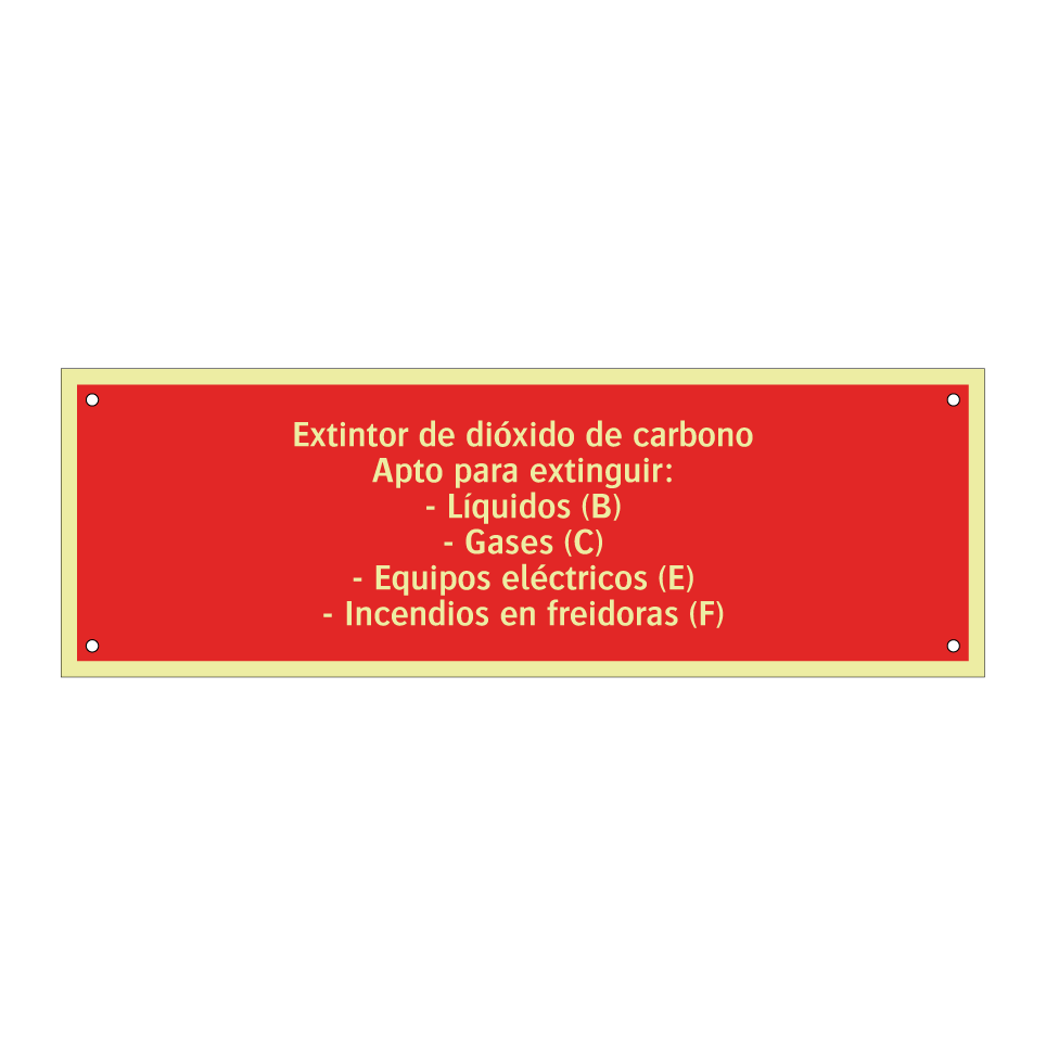 Extintor de dióxido de carbono Apto para extinguir: - Líquidos (B) - Gases (C) - Equipos eléctricos (E) - Incendios en freidoras (F)