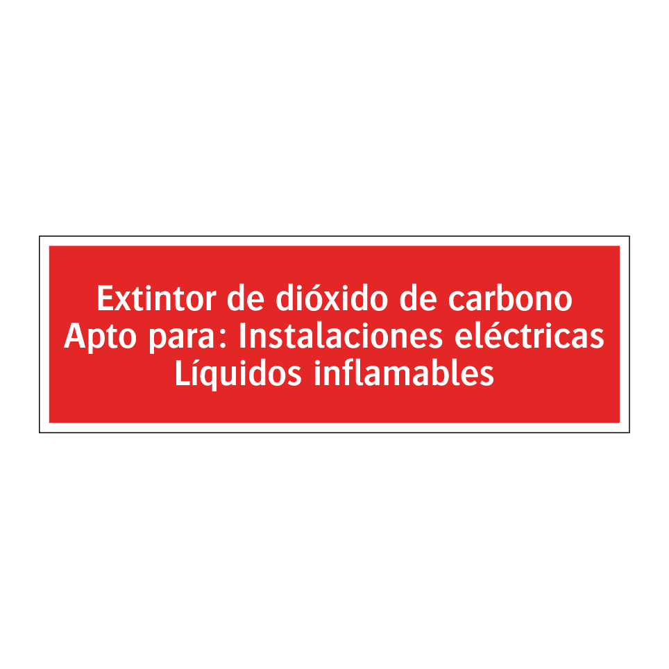 Extintor de dióxido de carbono Apto para: Instalaciones eléctricas Líquidos inflamables