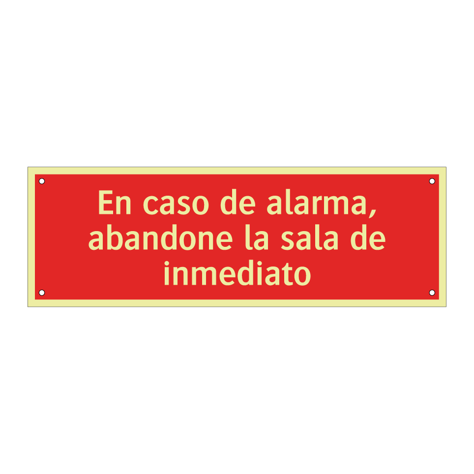 En caso de alarma, abandone la sala de inmediato
