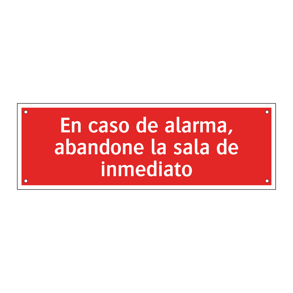 En caso de alarma, abandone la sala de inmediato