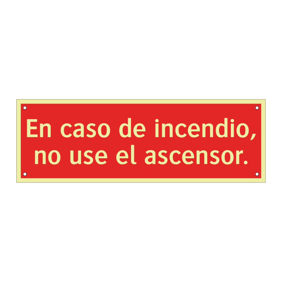 En caso de incendio, no use el ascensor.