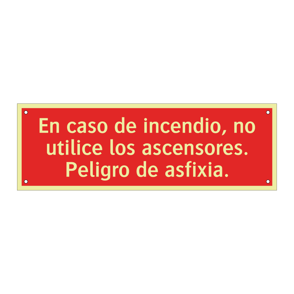 En caso de incendio, no utilice los ascensores. Peligro de asfixia.