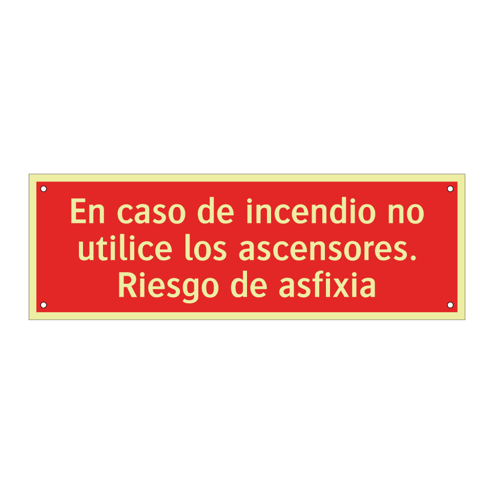 En caso de incendio no utilice los ascensores. Riesgo de asfixia