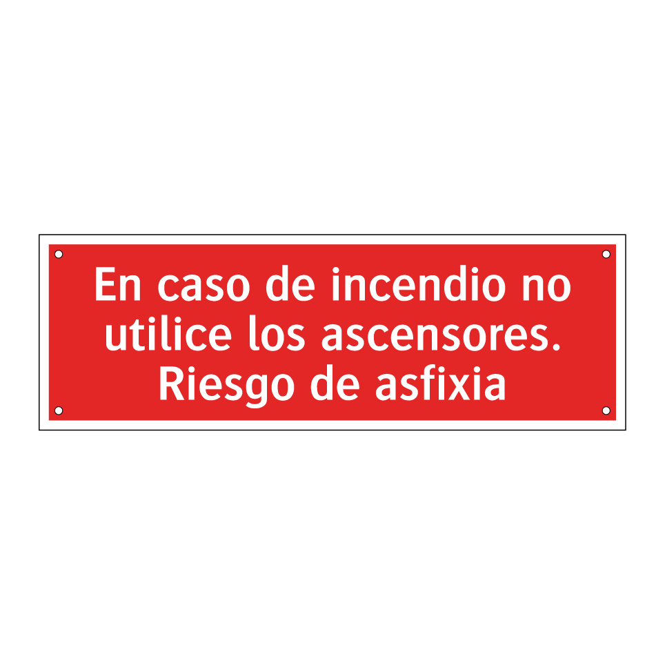 En caso de incendio no utilice los ascensores. Riesgo de asfixia