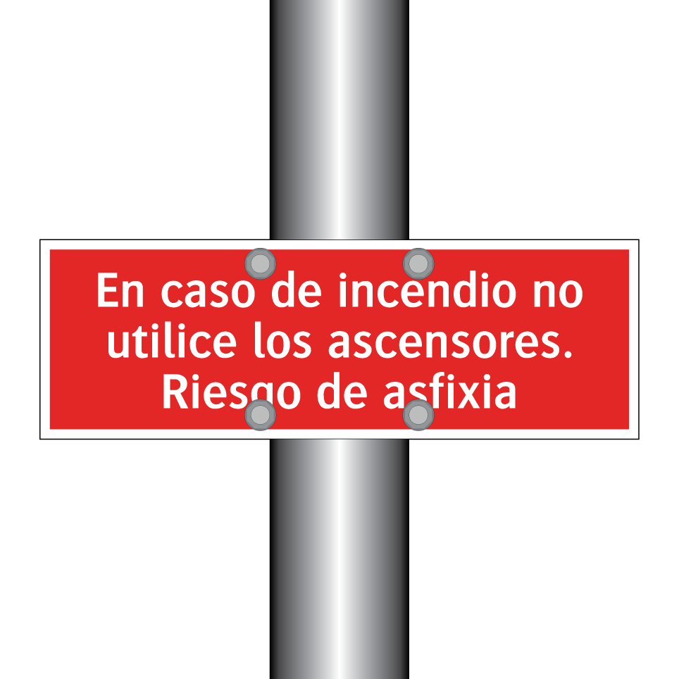 En caso de incendio no utilice los ascensores. Riesgo de asfixia