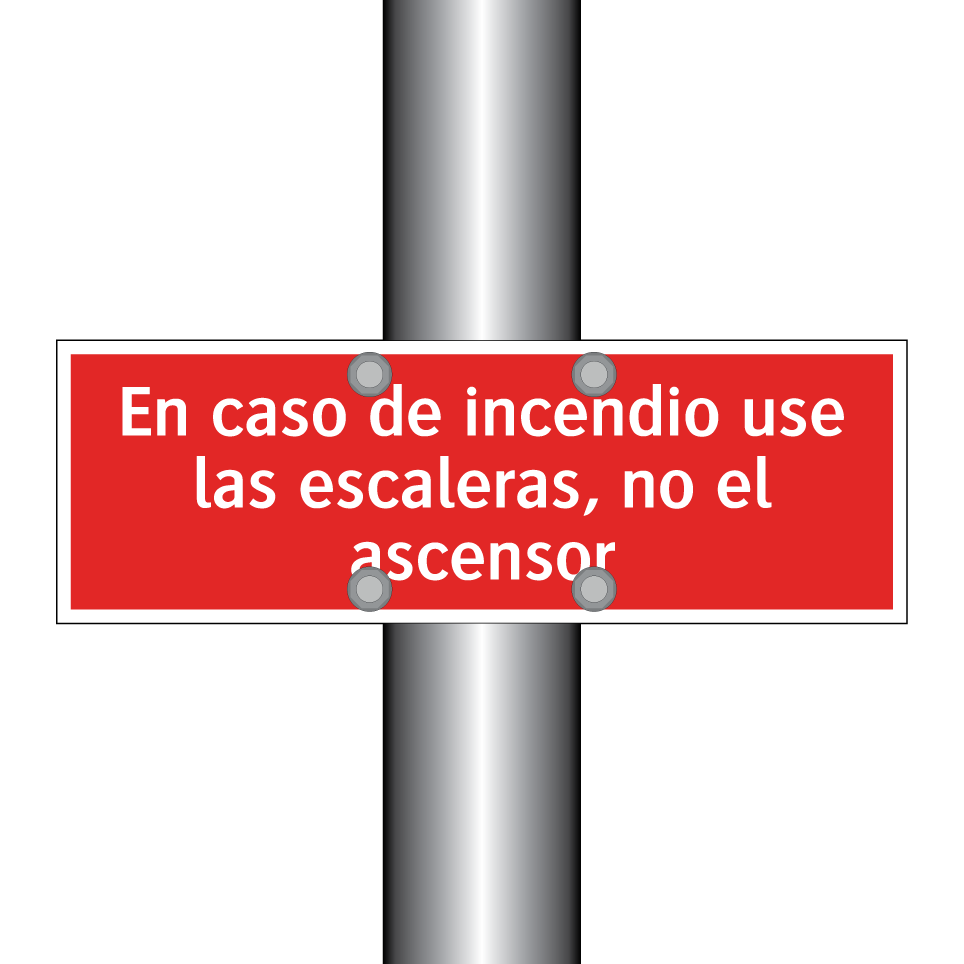 En caso de incendio use las escaleras, no el ascensor