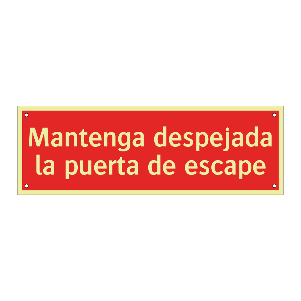 Mantenga despejada la puerta de escape