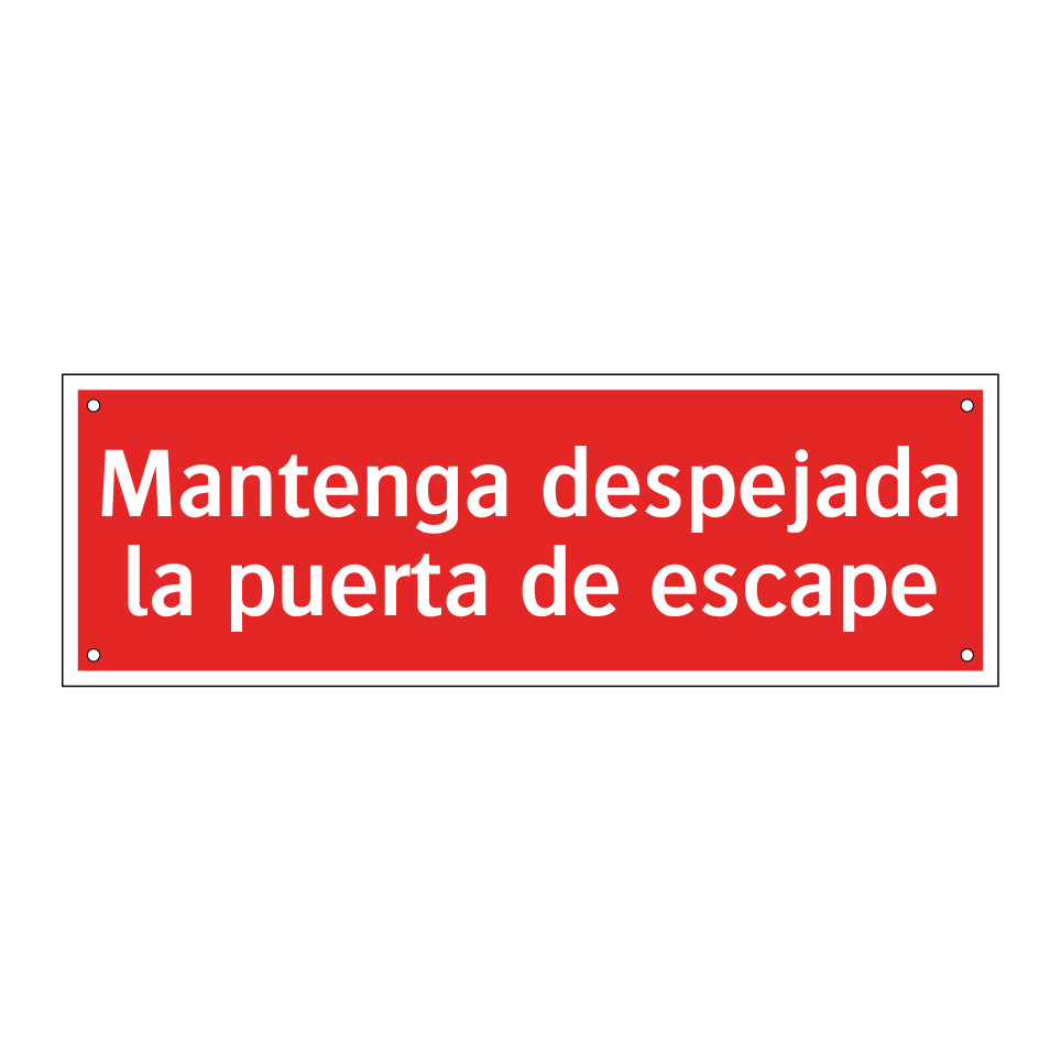 Mantenga despejada la puerta de escape