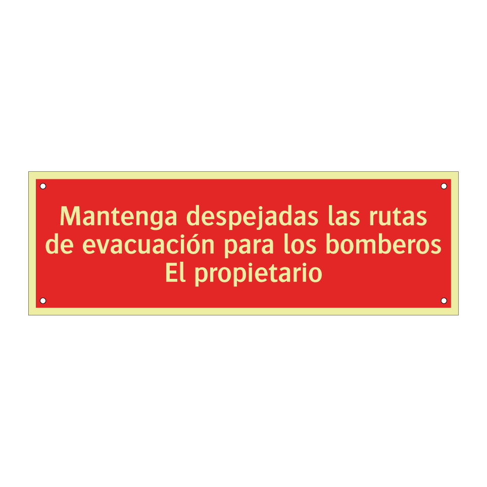 Mantenga despejadas las rutas de evacuación para los bomberos El propietario