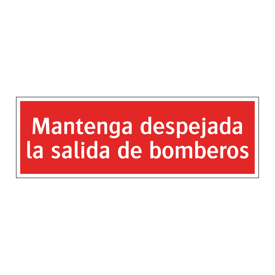 Mantenga despejada la salida de bomberos