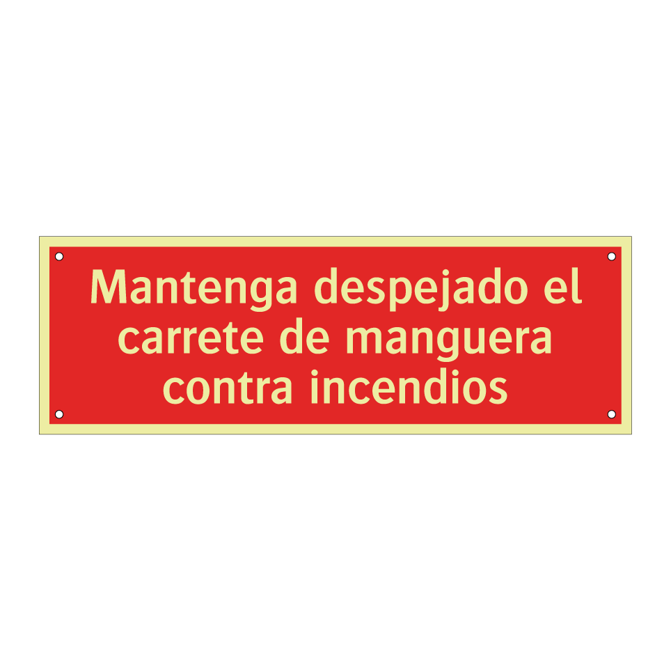 Mantenga despejado el carrete de manguera contra incendios