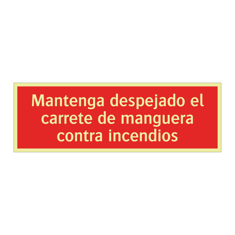 Mantenga despejado el carrete de manguera contra incendios