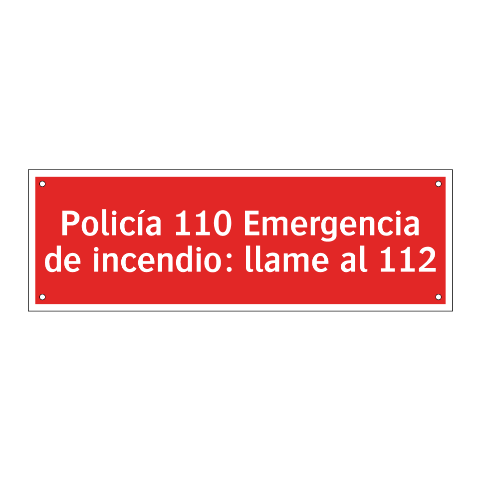 Policía 110 Emergencia de incendio: llame al 112